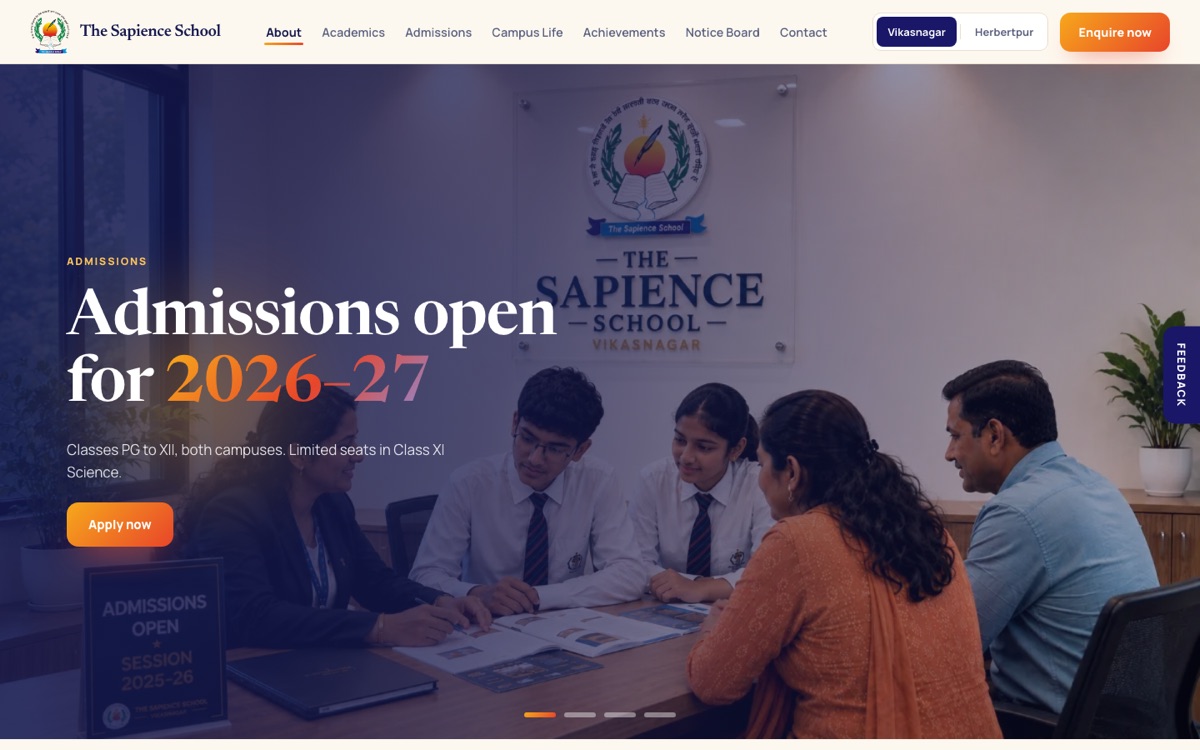 The Sapience School hero section